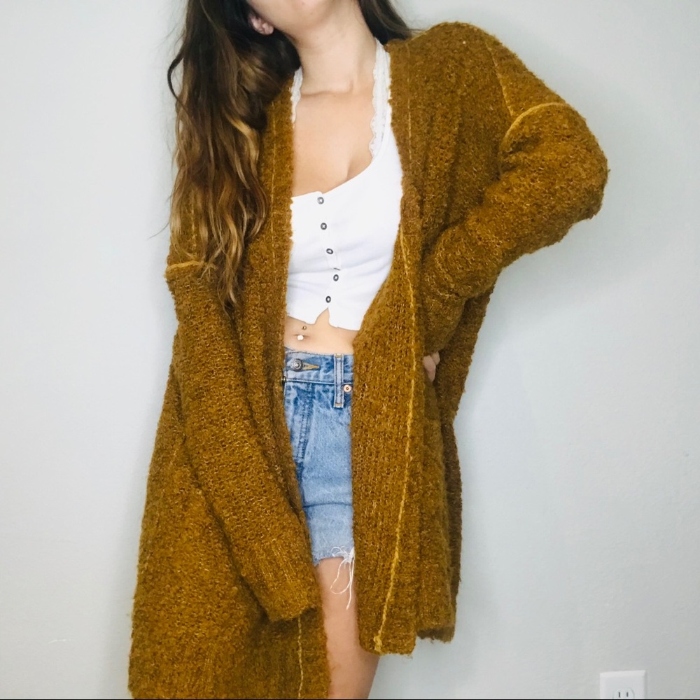 Free People RARE rust boucle cardigan - Picture 3 of 7